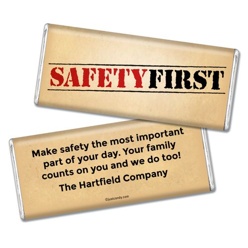 Personalized National Safety Month "Safety First" Chocolate Bar & Wrapper