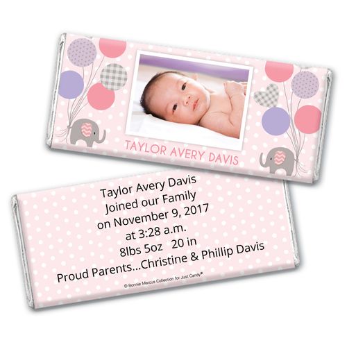 Bonnie Marcus Collection Personalized Wrapper Baby Elephants Girl Birth Announcement