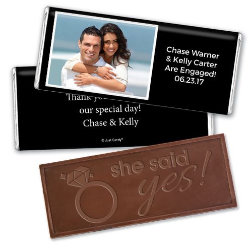 Engagement Party Favor Personalized Embossed Chocolate Bar Photo