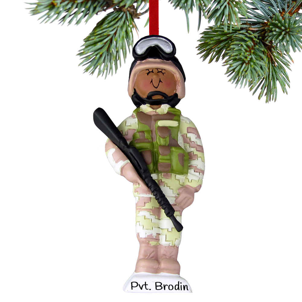 Ethnic Soldier in Fatigues Ornament - JustCandy.com