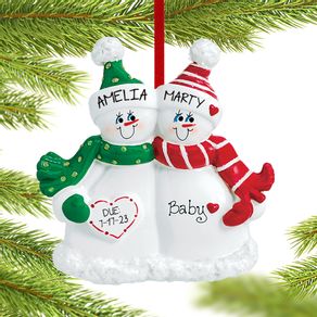 Expecting Snow Couple Ornament