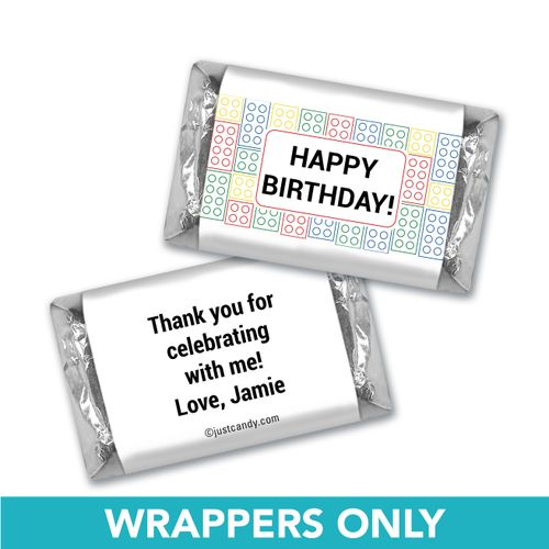 Birthday Personalized Hershey's Miniatures Wrappers Lego Theme Brick