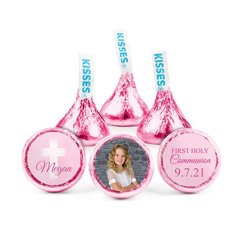Personalized Girl First Communion Faded Cross Hershey's Kisses