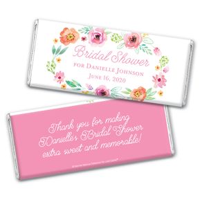 Personalized Bonnie Marcus Bridal Shower Watercolor Blossoms Chocolate Bar Wrappers Only