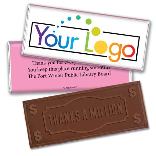 Personalized Business Add Your Logo Embossed Thanks a Million Chocolate Bar