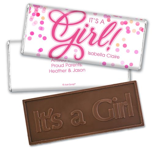 Personalized Bubbles Baby Girl Birth Announcement Hershey's Embossed Chocolate Bar & Wrapper