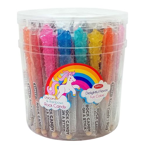 Unicorn & Rainbow Rock Candy on a Stick (36 Pack)