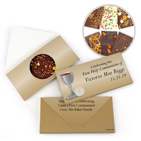 Personalized First Communion Host & Chalice Gourmet Infused Belgian Chocolate Bars (3.5oz)