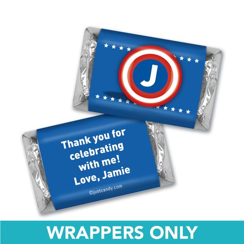 Birthday Personalized Hershey's Miniatures Wrappers Captain America Monogram