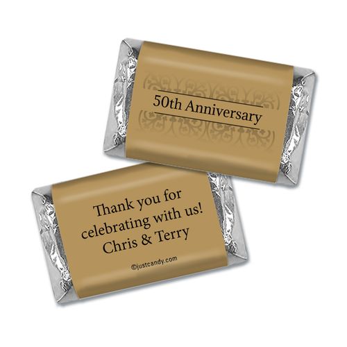 Anniversary Personalized Hershey's Miniatures Wrappers Golden 50th