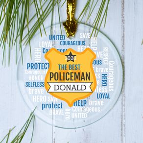 Policeman Badge Word Bubble Ornament