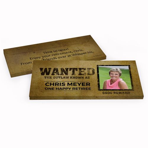 Deluxe Personalized Retirement Wanted Hershey's Chocolate Bar in Gift Box