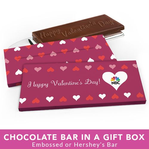Deluxe Personalized Valentine's Day Add Your Logo Hearts Chocolate Bar in Gift Box