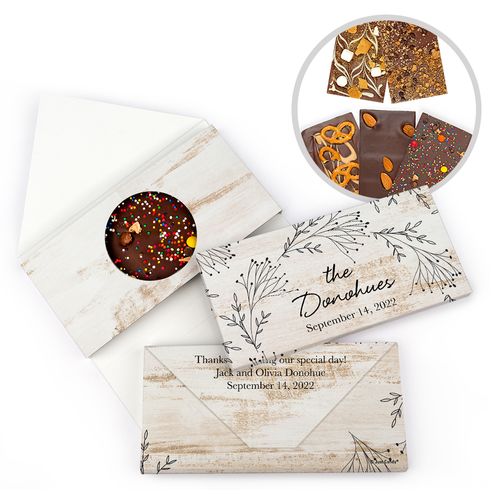 Personalized Wedding Delicate Botanicals Gourmet Infused Belgian Chocolate Bars (3.5oz)