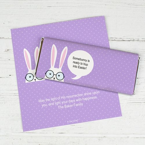 Personalized Easter Bunny Message Bubble Chocolate Bar Wrappers Only