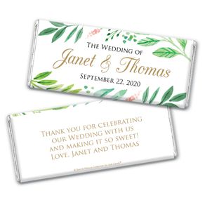Personalized Bonnie Marcus Wedding Watercolor Plants Chocolate Bar & Wrapper