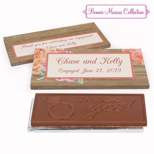 Deluxe Personalized Engagement Blooming Joy Chocolate Bar in Gift Box