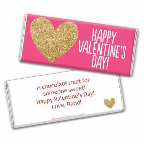 Bonnie Marcus Personalized Valentine's Day Glitter Heart Hershey's Chocolate Bar & Wrapper