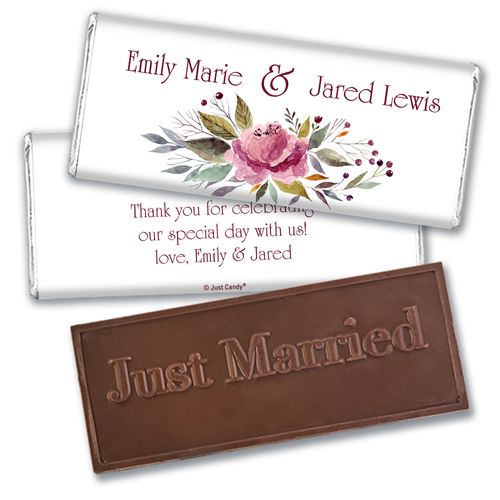 Personalized Wedding Flowering Affection Embossed Chocolate Bar & Wrapper