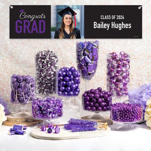 Personalized Purple Graduation Photo Deluxe Candy Buffet