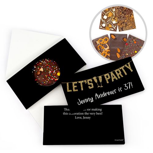 Personalized Birthday Let's Party Gourmet Infused Belgian Chocolate Bars (3.5oz)