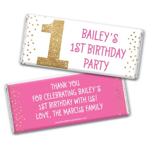Bonnie Marcus Personalized 1st Birthday Gold One Chocolate Bar Wrappers
