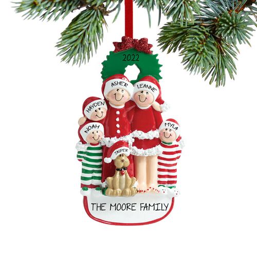 Eve Family of 5 with Dog Ornament