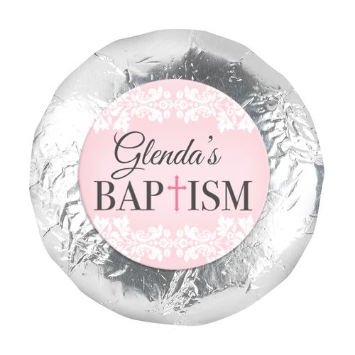 Personalized Bonnie Marcus Baptism Floral Filigree 1.25" Stickers (48 Stickers)