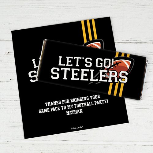 Personalized Steelers Football Party Chocolate Bar Wrappers Only