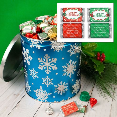 Personalized Flurries 3.7 lb Merry Christmas Hershey's Mix Tin