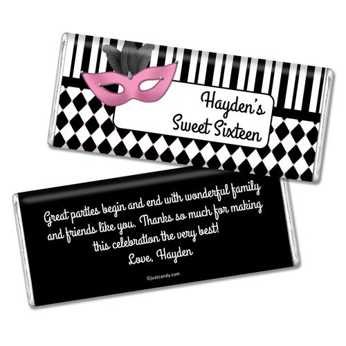 Birthday Personalized Chocolate Bar Harlequin Masquerade