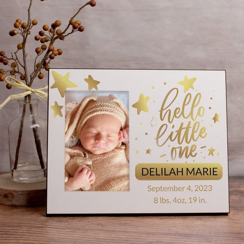 Personalized Hello Little One Gold Picture Frame