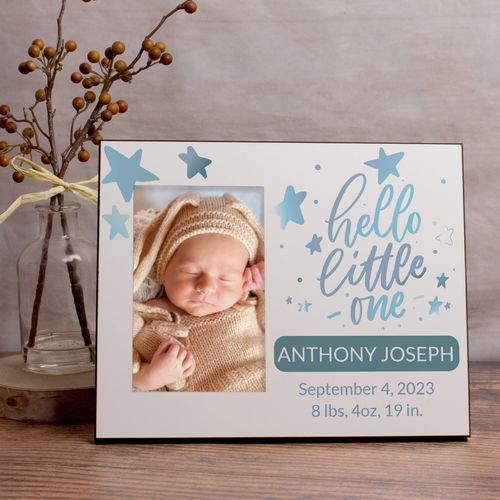 Personalized Hello Little One Blue Picture Frame