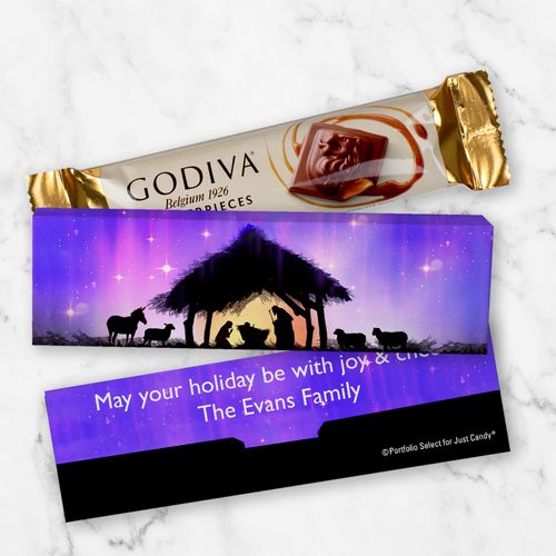 Personalized Christmas Holy Night Godiva Mini Masterpiece Chocolate Bar in Gift Box