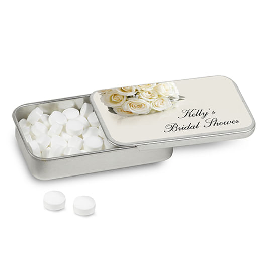 Bridal Shower Favor Personalized Mint Tin White Roses Bouquet ...