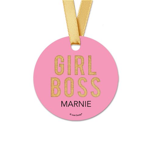 Personalized Round Girl Boss Favor Gift Tags (20 Pack)