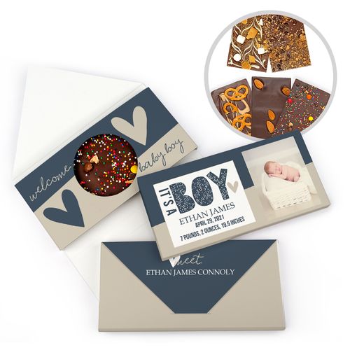 Personalized Birth Announcement It's a Boy Gourmet Infused Belgian Chocolate Bars (3.5oz)