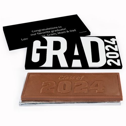 Deluxe Personalized Graduation Grad Bar Embossed Chocolate Bar in Gift Box