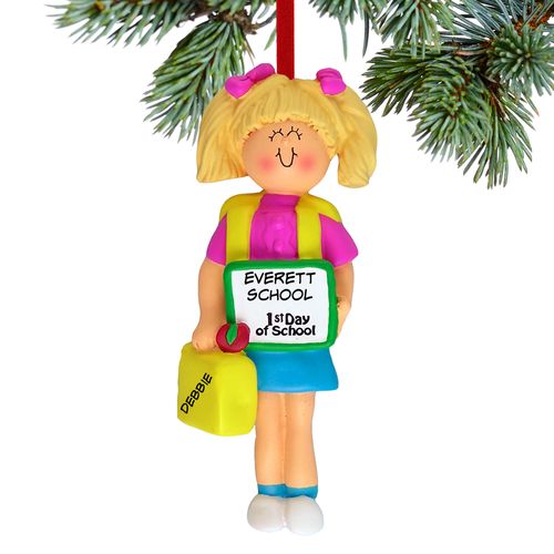 First Day of School Girl Ornament