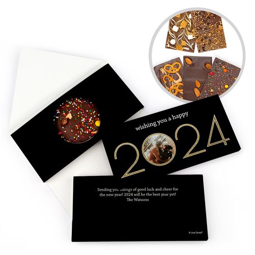 Personalized New Year's Glitter Photo Gourmet Infused Belgian Chocolate Bars (3.5oz)