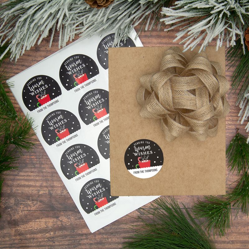 Personalized Warm Wishes Mug Labels (72 Pack) - JustCandy.com