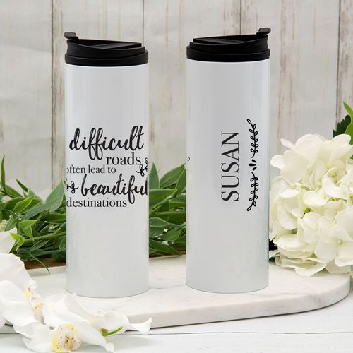 Personalized Stainless Steel Thermal Tumbler (16oz) - Difficult Roads
