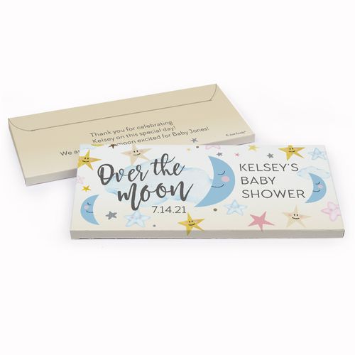 Deluxe Personalized Baby Shower Over the Moon Chocolate Bar in Gift Box