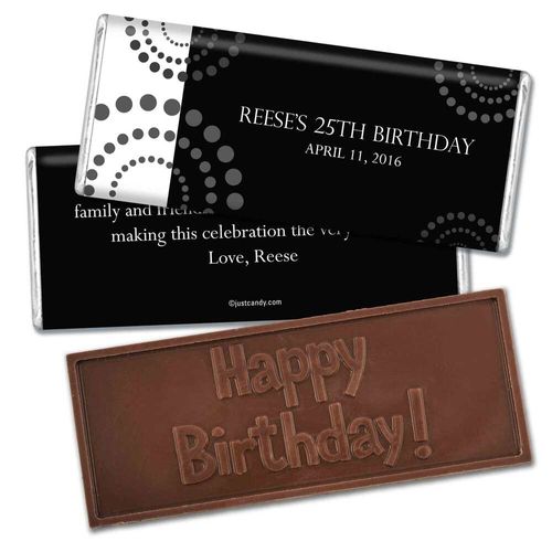 Birthday Personalized Embossed Chocolate Bar Dotted Whirls