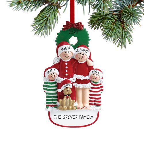 Eve Family of 4 with Dog Ornament