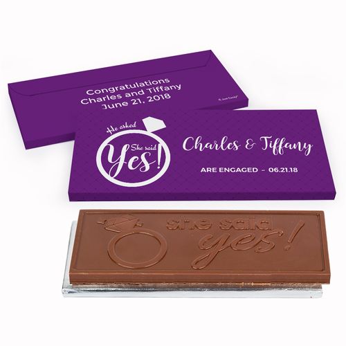 Deluxe Personalized Engagement She Said Yes! Ring Chocolate Bar in Gift Box