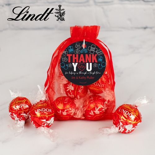 Personalized Business Lindt Truffle Organza Bag- Medical Thanks