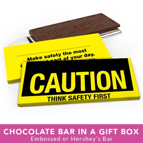 Deluxe Personalized Business Caution Chocolate Bar in Gift Box