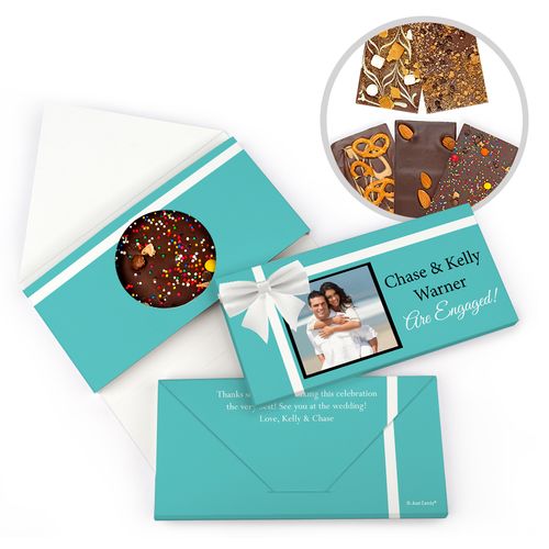 Personalized Engagement Tiffany Bow Gourmet Infused Belgian Chocolate Bars (3.5oz)