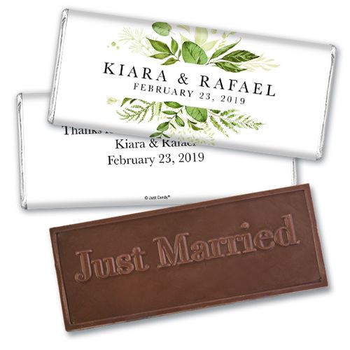 Personalized Wedding Botanical Greenery Embossed Chocolate Bar